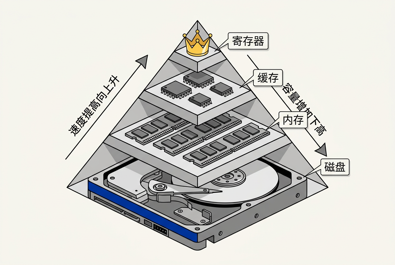 内存层次结构金字塔