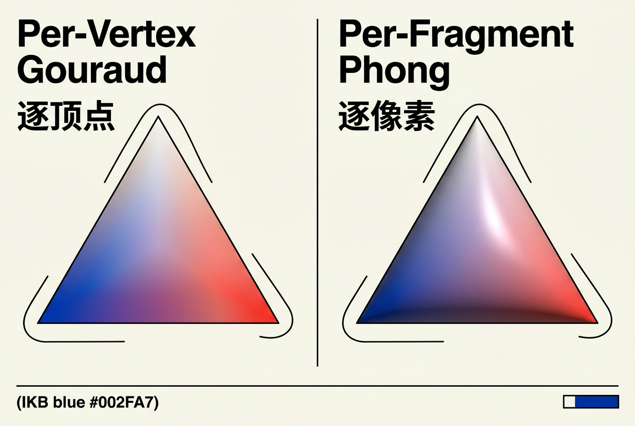逐顶点着色 vs 逐像素着色对比