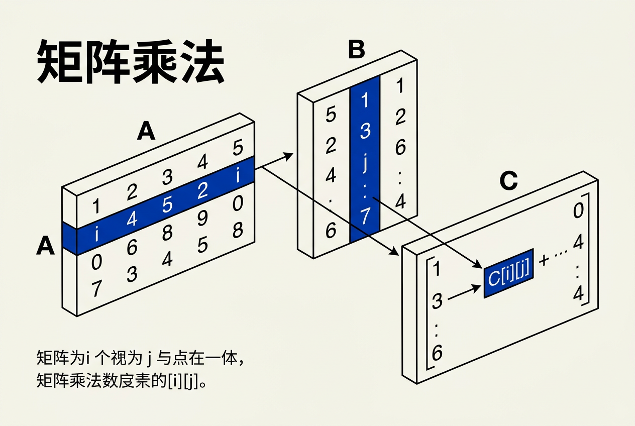 矩阵乘法的行乘列示意