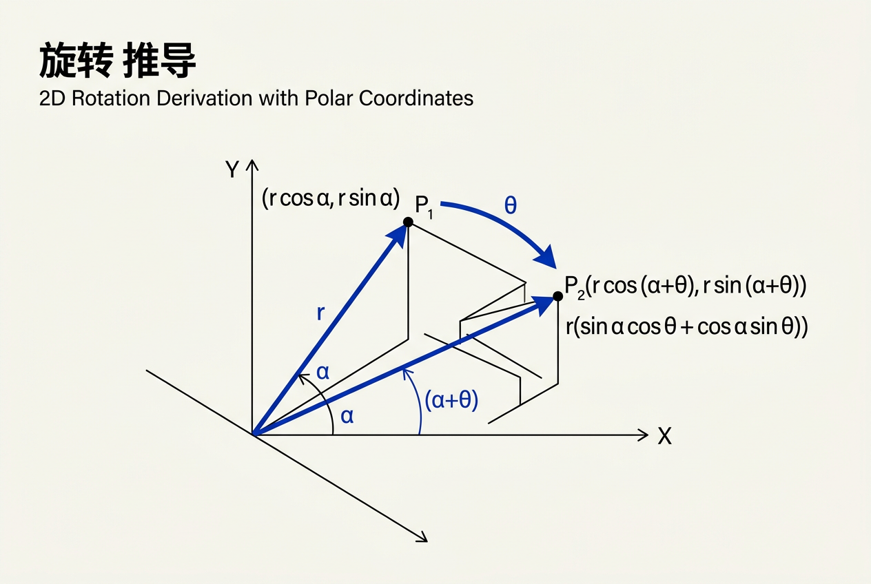 2D旋转的极坐标推导