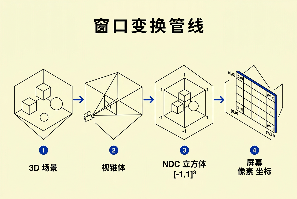 窗口变换管线——从局部坐标到屏幕像素