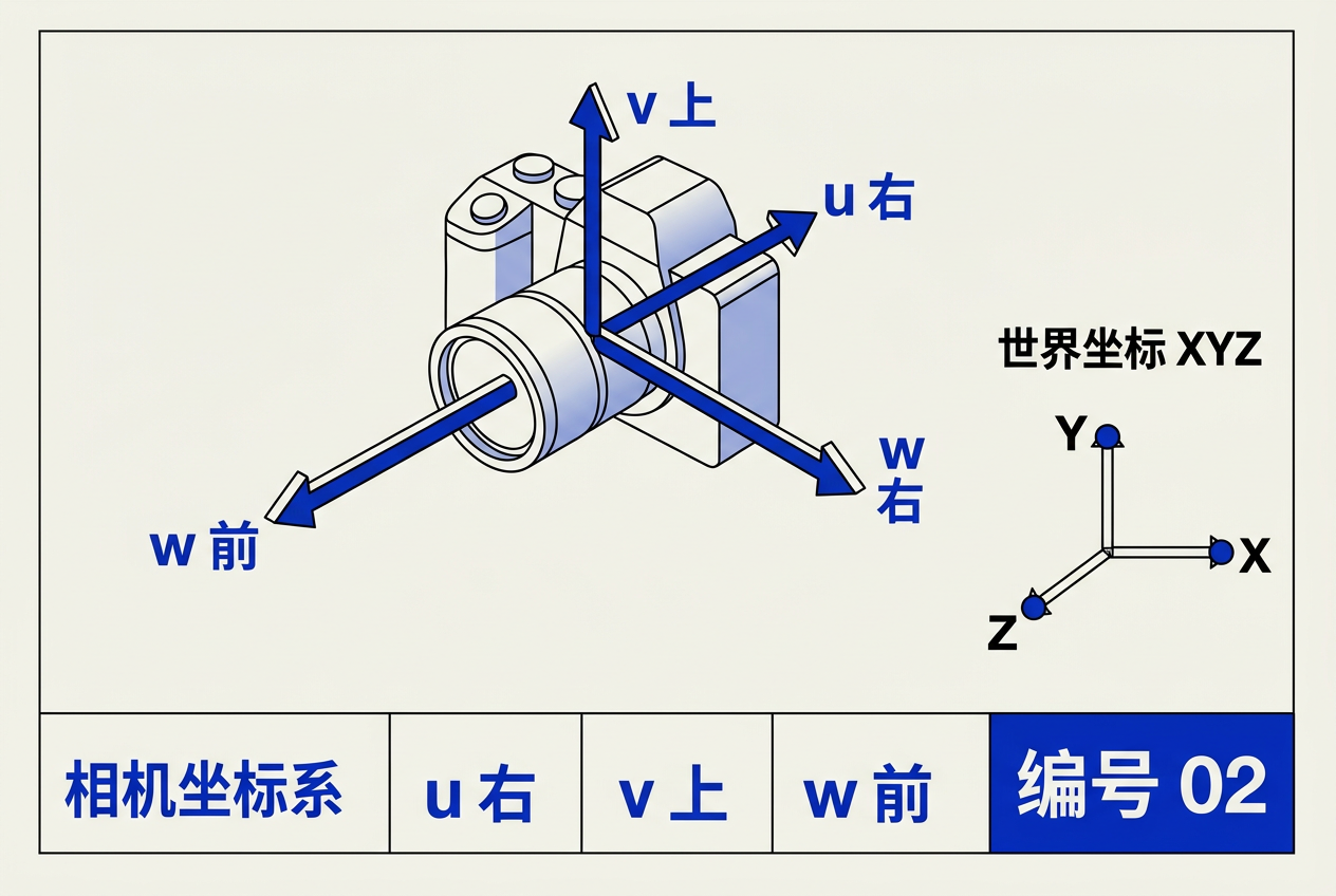 相机坐标系(u,v,w)