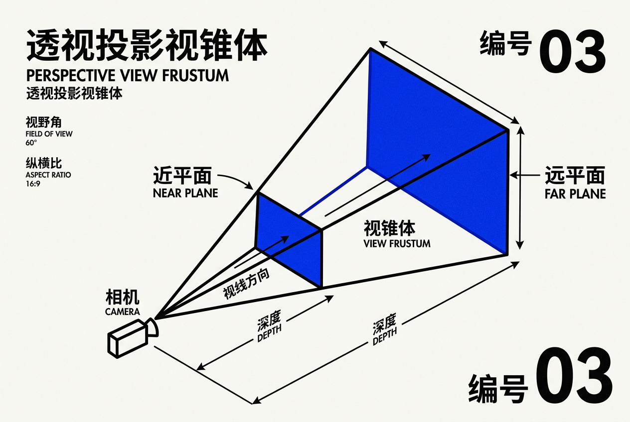 透视投影视锥体