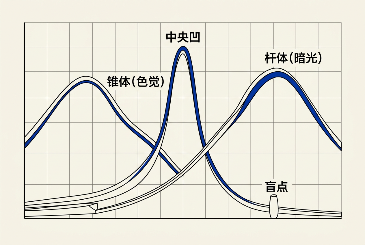 锥体杆体密度分布