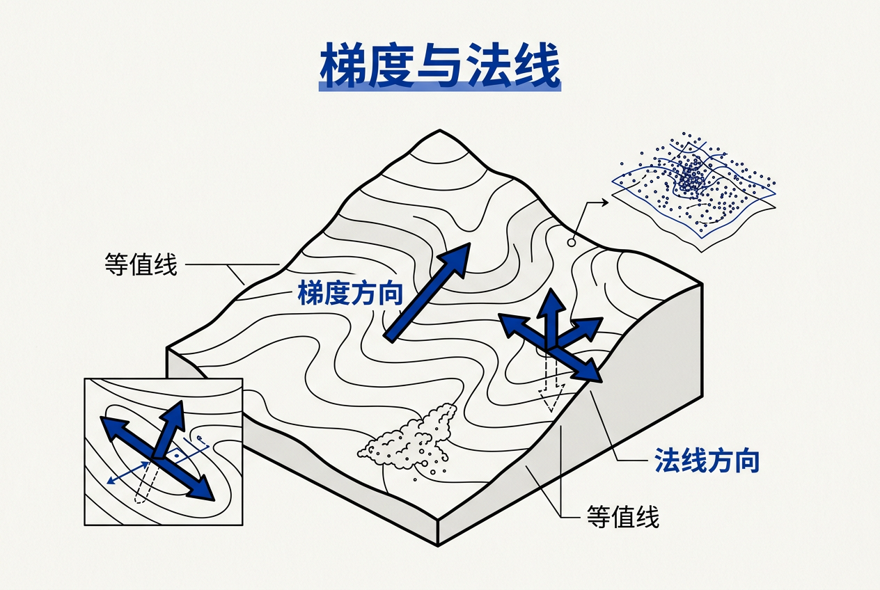等值面与梯度方向